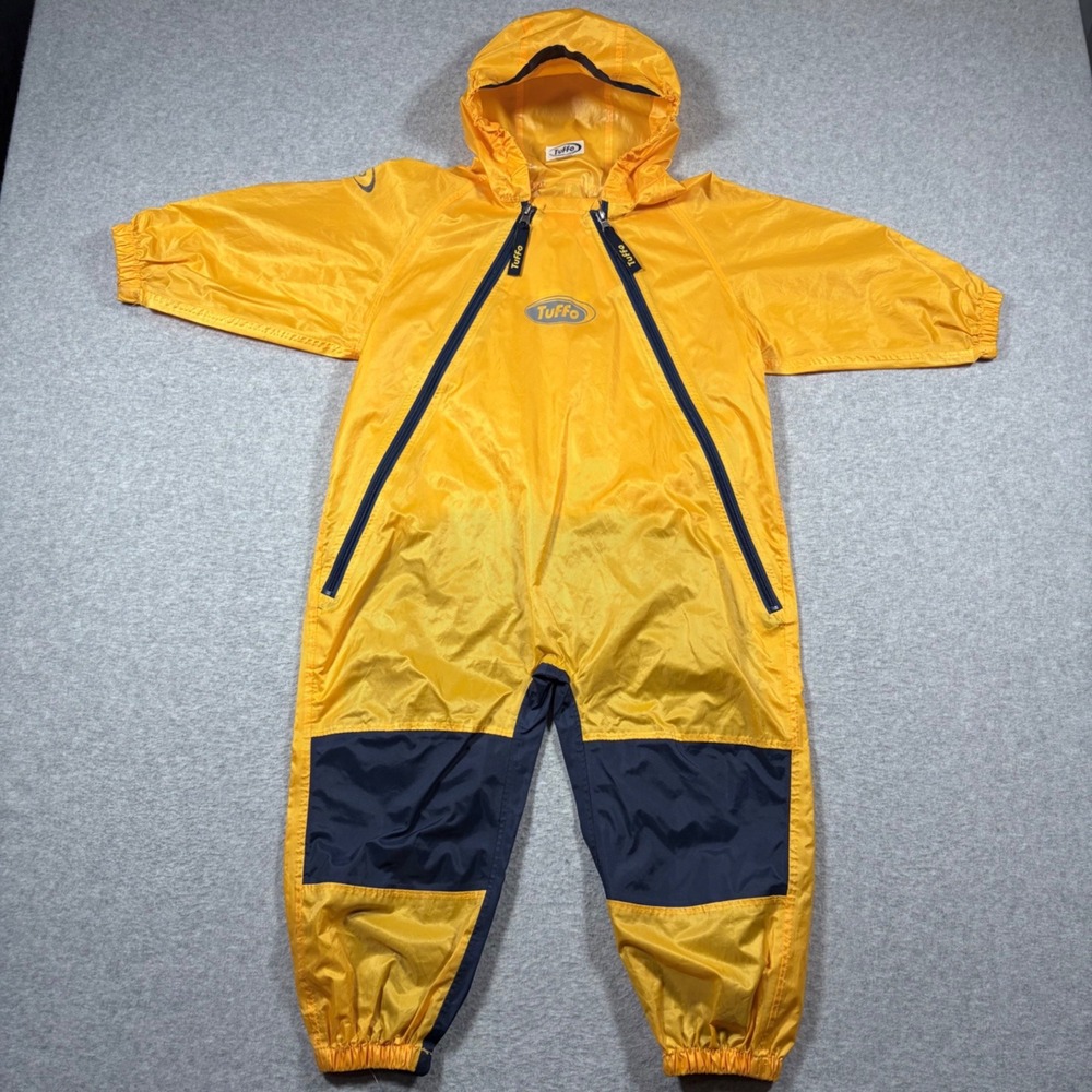 Tuffo Muddy Buddy Rain Suit Kids 4T Yellow Hooded Waterproof Coverall Jumpsuit